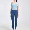 Áo cổ vuông không tay dáng croptop màu xanh dương nhạt