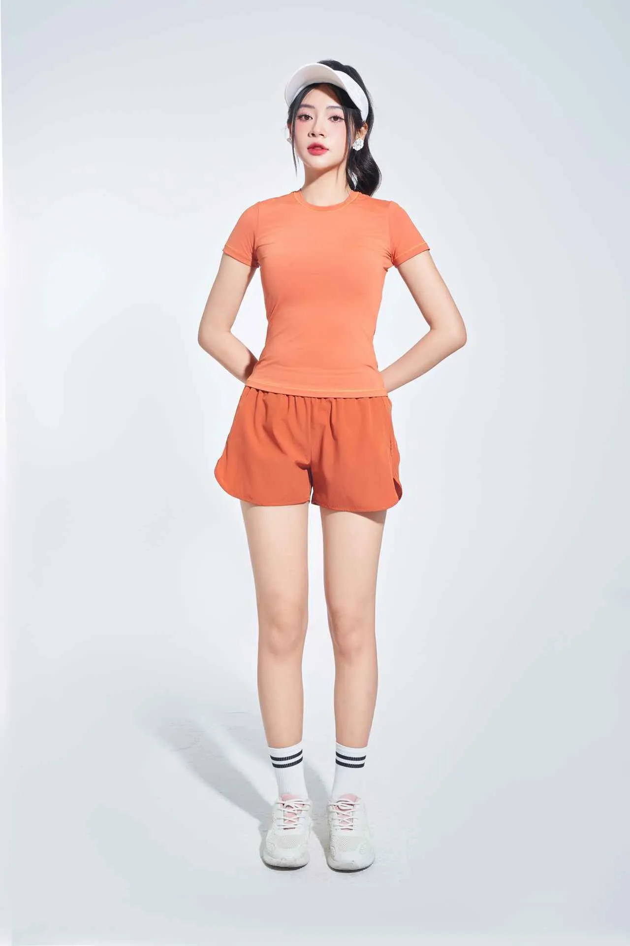 Áo Super Cool ngắn tay cổ tròn sát dáng thường màu cam