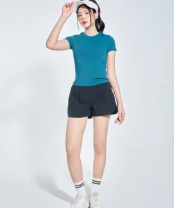 Áo Super Cool ngắn tay cổ tròn sát dáng thường màu xanh cổ vịt